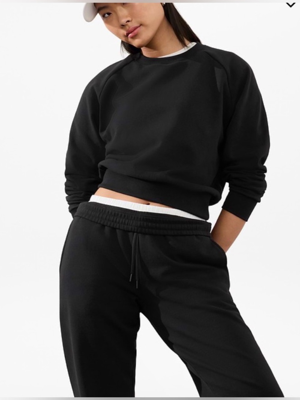 Athleta FOREVER FLEECE -EASY FLEECE CREWNECK SWEATSHIRT-Black